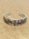 Vintage Sterling Silver Zuni Stone Inlay Turquoise Cuff Bracelet 6.5 Spiny Oy