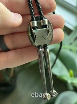 Vintage Sterling Silver and Onyx Stone Native Bolo Tie