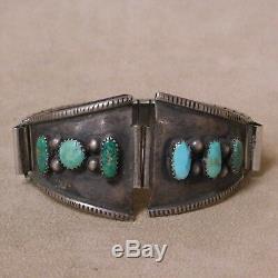 Vintage Sterling Silver and Turquoise Men's Watch Band
