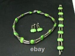 Vintage Sterling Southwestern Turquoise Beaded Jewelry Set 75g i16128