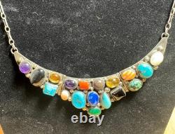 Vintage Sterling & Stone Necklace By Navajo Artist Emer Thompson