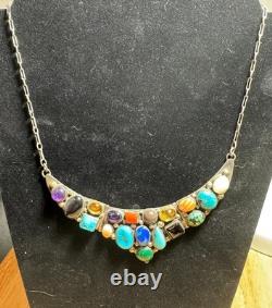 Vintage Sterling & Stone Necklace By Navajo Artist Emer Thompson