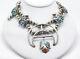 Vintage Sterling Thunderbird Turquoise & Coral Squash Blossom Necklace 88.5g M73
