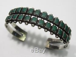 Vintage Sterling & Turquoise Petit Point Cuff Bracelet, Zuni