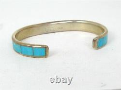 Vintage Sterling ZUNI Lawrence Loretto Natural Turquoise Cuff Bracelet 32g B7
