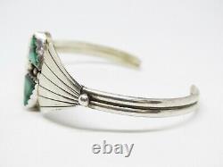 Vintage Sterling and Malachite Native American Navajo Cuff Bracelet