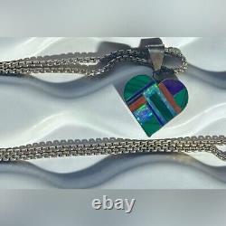 Vintage Stirling AP Navajo Signed Antoinette Platero Laguna Reversible Necklace