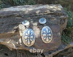 Vintage Style Navajo Earrings South West Native American Signed Jewelry Floral