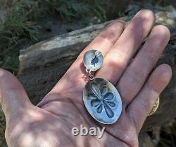 Vintage Style Navajo Earrings South West Native American Signed Jewelry Floral