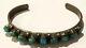 Vintage TURQUOISE & SILVER Old Pawn Row 6+Inch Cuff Bracelet 9 Stones