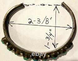 Vintage TURQUOISE & SILVER Old Pawn Row 6+Inch Cuff Bracelet 9 Stones