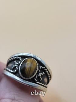 Vintage Tiger Eye Silver Ring Native Size 11