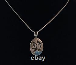Vintage Timothy Lee Known Navajo Jewelry Artist Sterling Silver Pendant Eagle