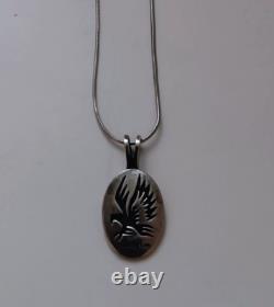 Vintage Timothy Lee Known Navajo Jewelry Artist Sterling Silver Pendant Eagle