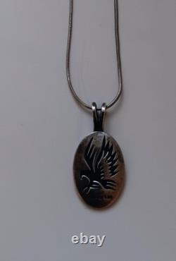 Vintage Timothy Lee Known Navajo Jewelry Artist Sterling Silver Pendant Eagle