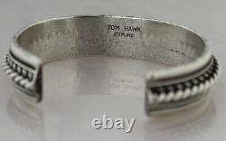 Vintage Tom Hawk Native American Navajo Sterling Silver Rope Design Bracelet