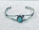 Vintage Turqloise Sterling Silver Navajo Cuff Leaf and Twist Design Excellent