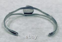 Vintage Turqloise Sterling Silver Navajo Cuff Leaf and Twist Design Excellent