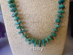 Vintage Turquoise And 925 Silver Native American Navajo Southwestern Necklace
