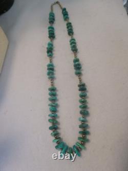 Vintage Turquoise And 925 Silver Native American Navajo Southwestern Necklace