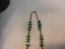Vintage Turquoise And 925 Silver Native American Navajo Southwestern Necklace