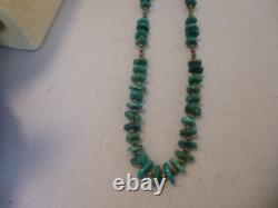 Vintage Turquoise And 925 Silver Native American Navajo Southwestern Necklace