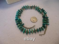 Vintage Turquoise And 925 Silver Native American Navajo Southwestern Necklace