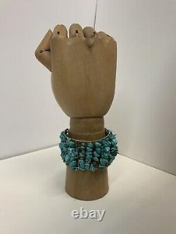 Vintage Turquoise Cuff Bracelet Jewelry Native American Style Lots Of Stones