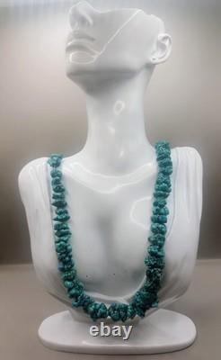 Vintage Turquoise Nugget Bead Necklace Natural Gemstone Jewelry Southwest Style