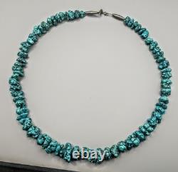Vintage Turquoise Nugget Bead Necklace Natural Gemstone Jewelry Southwest Style