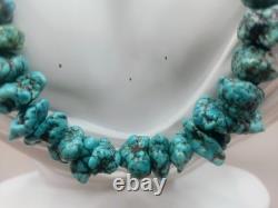 Vintage Turquoise Nugget Bead Necklace Natural Gemstone Jewelry Southwest Style