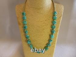 Vintage Turquoise Nugget & Sterling Silver Native American Southwestern Necklace