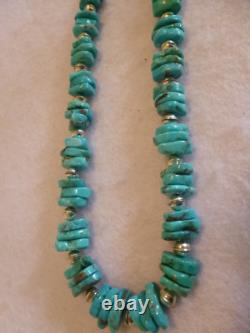 Vintage Turquoise Nugget & Sterling Silver Native American Southwestern Necklace
