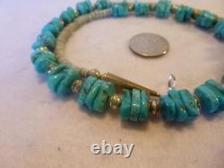 Vintage Turquoise Nugget & Sterling Silver Native American Southwestern Necklace