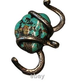 Vintage Turquoise Pendent Navajo Sterling Silver PENDANT HORN SHAPED 30g