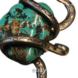 Vintage Turquoise Pendent Navajo Sterling Silver PENDANT HORN SHAPED 30g