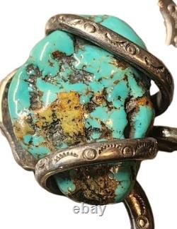 Vintage Turquoise Pendent Navajo Sterling Silver PENDANT HORN SHAPED 30g