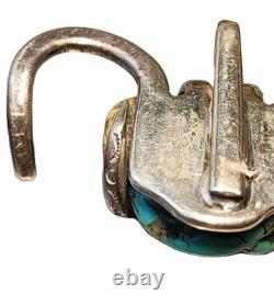 Vintage Turquoise Pendent Navajo Sterling Silver PENDANT HORN SHAPED 30g