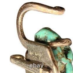 Vintage Turquoise Pendent Navajo Sterling Silver PENDANT HORN SHAPED 30g