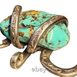 Vintage Turquoise Pendent Navajo Sterling Silver PENDANT HORN SHAPED 30g