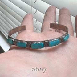 Vintage Turquoise Sterling Silver Cuff Bracelet Cheama Native American Jewelry