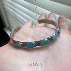 Vintage Turquoise Sterling Silver Cuff Bracelet Cheama Native American Jewelry