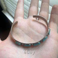 Vintage Turquoise Sterling Silver Cuff Bracelet Cheama Native American Jewelry