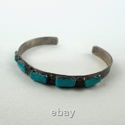 Vintage Turquoise Sterling Silver Cuff Bracelet Cheama Native American Jewelry