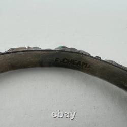 Vintage Turquoise Sterling Silver Cuff Bracelet Cheama Native American Jewelry