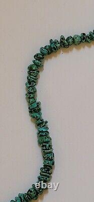 Vintage Turquoise rock necklace Native American Jewelry Beautiful. 30 Long Open