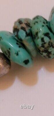 Vintage Turquoise rock necklace Native American Jewelry Beautiful. 30 Long Open