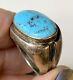 Vintage Turquoise signet Ring, Sterling Silver. Dead Pawn Jewelry, unsigned