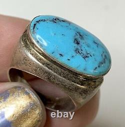 Vintage Turquoise signet Ring, Sterling Silver. Dead Pawn Jewelry, unsigned