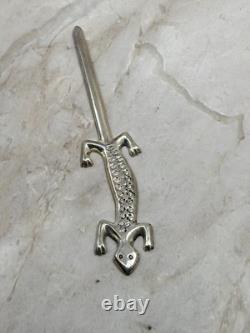 Vintage Uber Long Vintage Navajo Sterling Native American Jewelry Silver Gecko